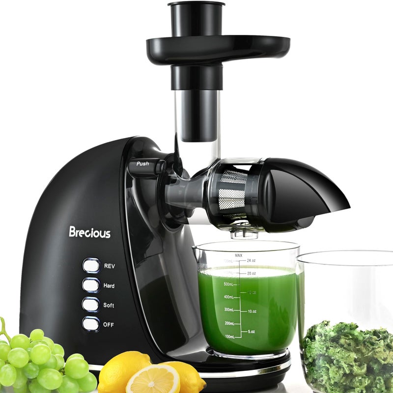 Slow Masticating JuicerBrecious Cold Press Juicers with 2 Speed Modes Quiet MotorJuicers Machines Vegetable and Fruit with Reverse FunctionCelery JuicerBPAFreeEasy to Clean Black