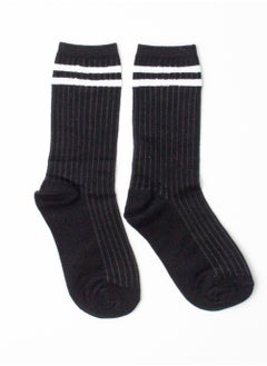 Prickly Pear Black Athletic Crew Sock With Stripes  - Image 4