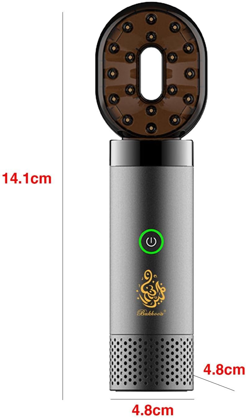 Electronic Incense Burner Portable Hair Comb Holder USB Metal Material Suitable for Car Home Office Bedroom Living Room, Grey, 14.1cmx4.8cmx4.8cm