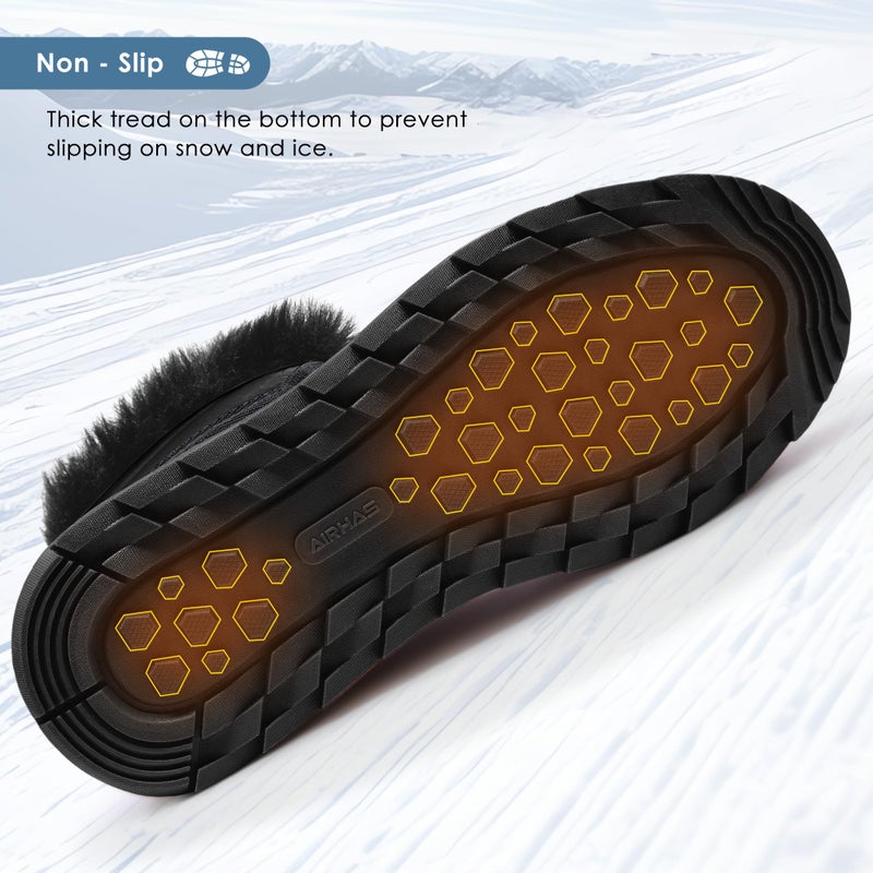 AIRHAS Women's Warm Snow Boots Cold Weather Winter Boots Fur Lined Comfortable Lightweight(Black,9.0) - Image 5