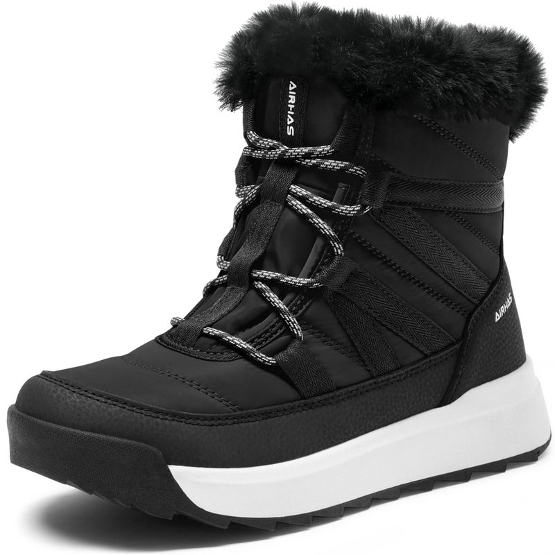 AIRHAS Women's Warm Snow Boots Cold Weather Winter Boots Fur Lined Comfortable Lightweight(Black,9.0) - Image 1