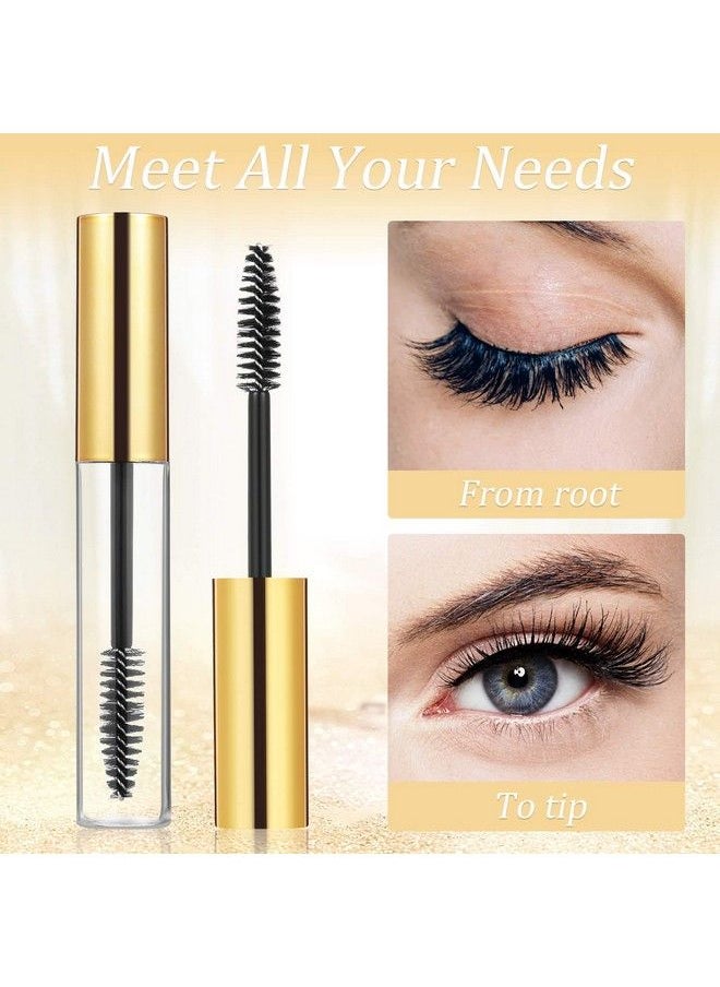 10Ml Empty Plastic Diy Mascara Tube Eyelash Cream Wand Container Bottle Vials With Brush With Plugs ; Funnels For Castor Oil ; Eyelash Growth Makeup Containers (Gold + Silver)