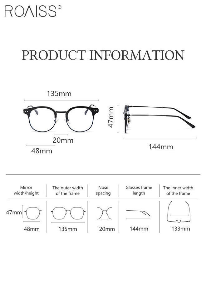 roaiss - Blue Light Blocking Glasses Blue Light Filter Computer Reading Gaming TV Phones Round Eyeglasses Fashion Anti Eyestrain Headache Eyewear for Men Women Gray Silver - Image 1