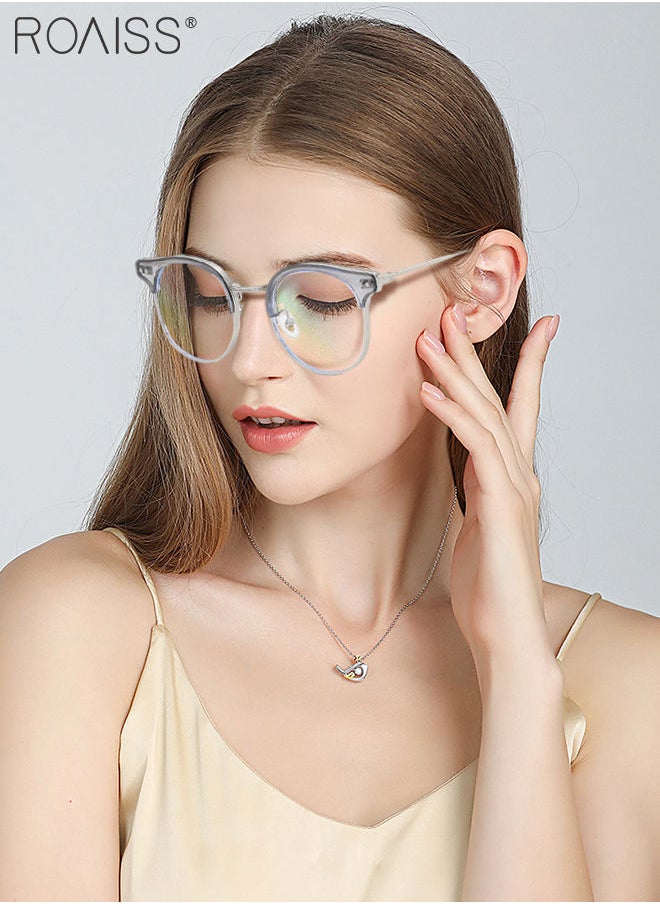 roaiss - Blue Light Blocking Glasses Blue Light Filter Computer Reading Gaming TV Phones Round Eyeglasses Fashion Anti Eyestrain Headache Eyewear for Men Women Gray Silver - Image 1