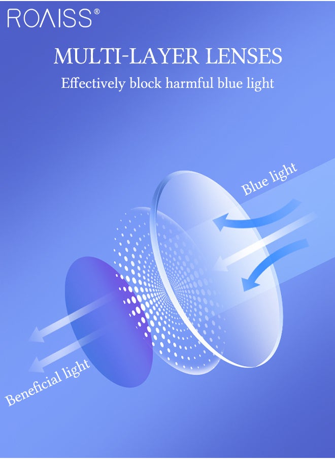 roaiss - Blue Light Blocking Glasses Blue Light Filter Computer Reading Gaming TV Phones Round Eyeglasses Fashion Anti Eyestrain Headache Eyewear for Men Women Gray Silver - Image 1