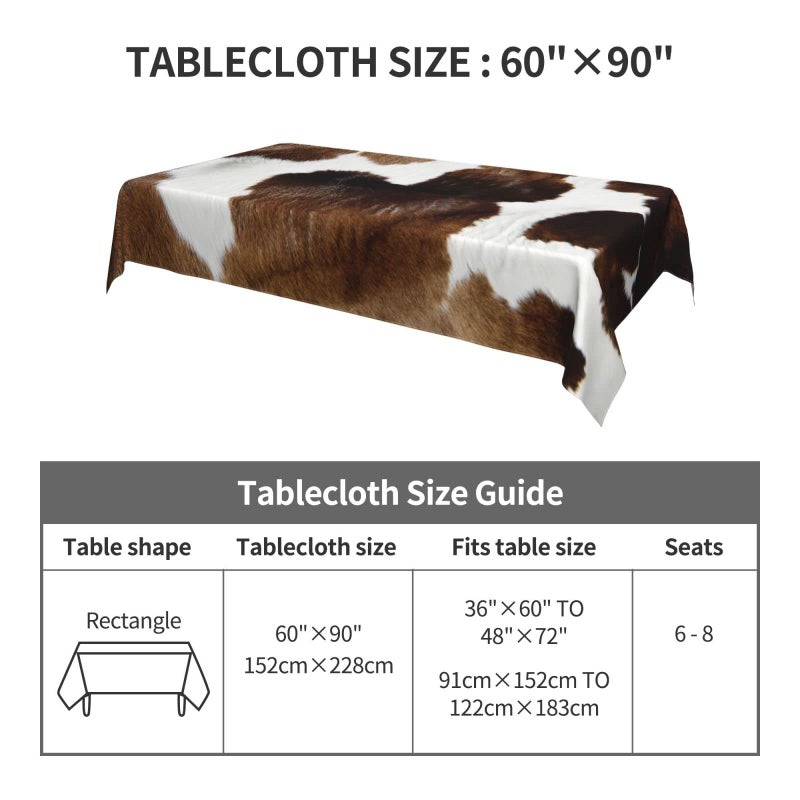 Worltoldb Cow Tablecloths Polyester Table Cloth for Kitchen Dinning Table Washable Table Cover for Parties Wedding Picnic - Image 3