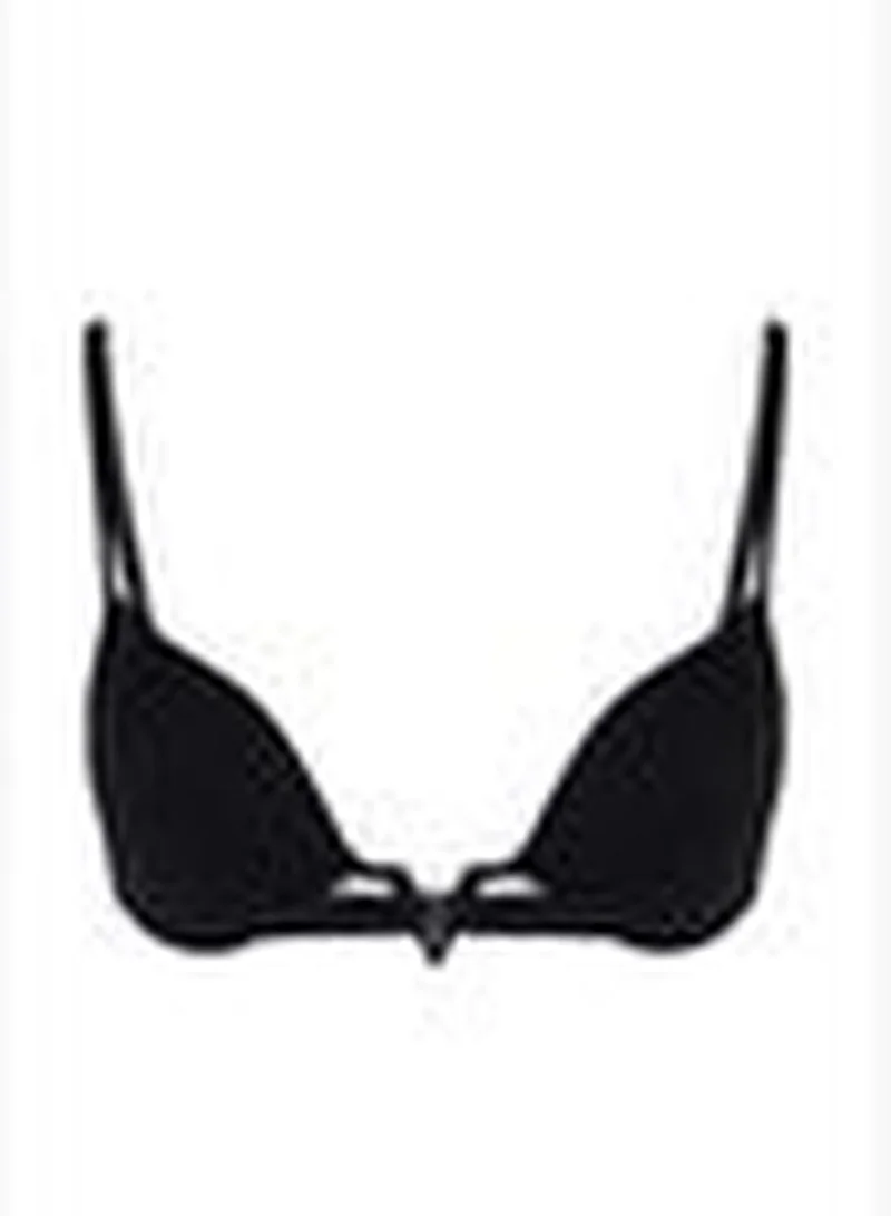 trendyol Black Balconette V Accessory Bikini Top