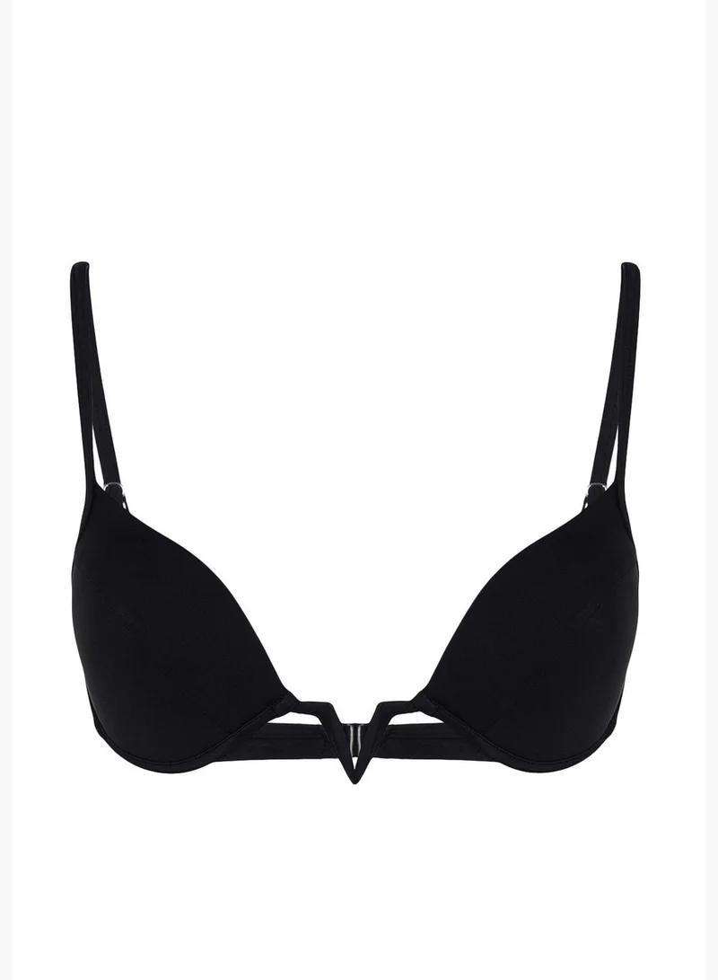 trendyol Black Balconette V Accessory Bikini Top