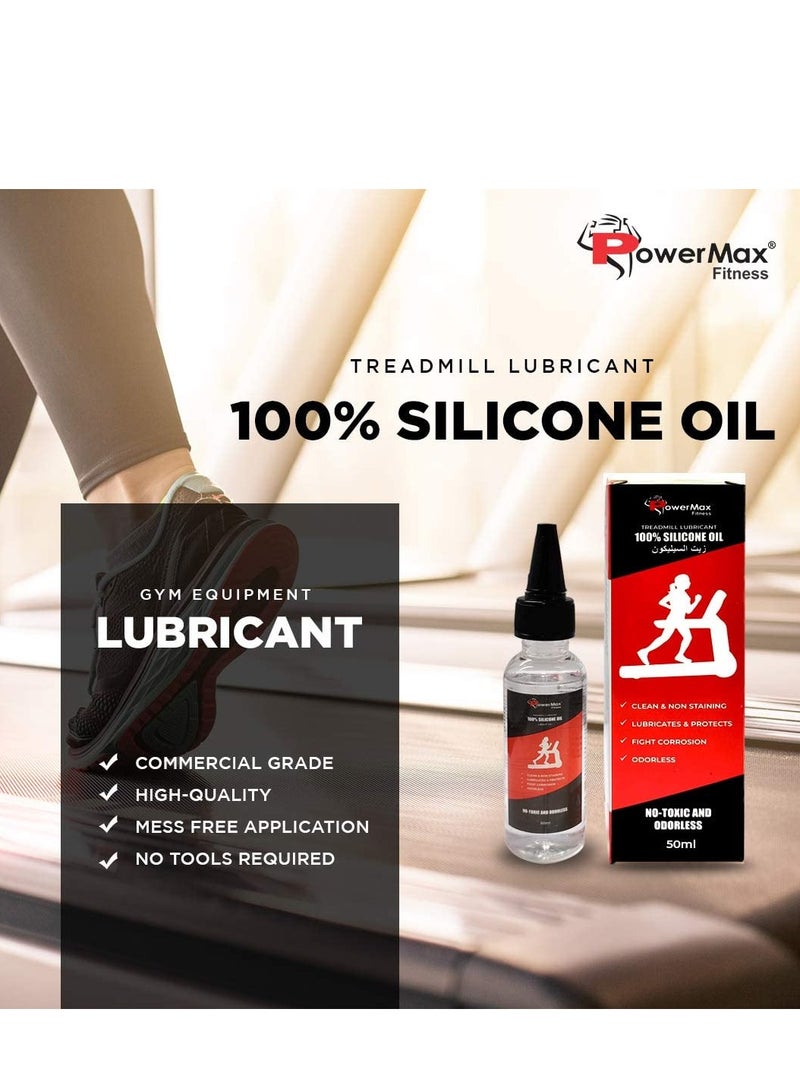 PowerMax Fitness PowerMax Fitness Multi-Purpose PMS-50 (50ml Silicone Oil Bottle) 100% Pure Silicone Treadmill Lubricant, Full Belt Width Lubrication, No Odor & No Propellants, Nozzle Cap for Easy Application, white  - Image 2