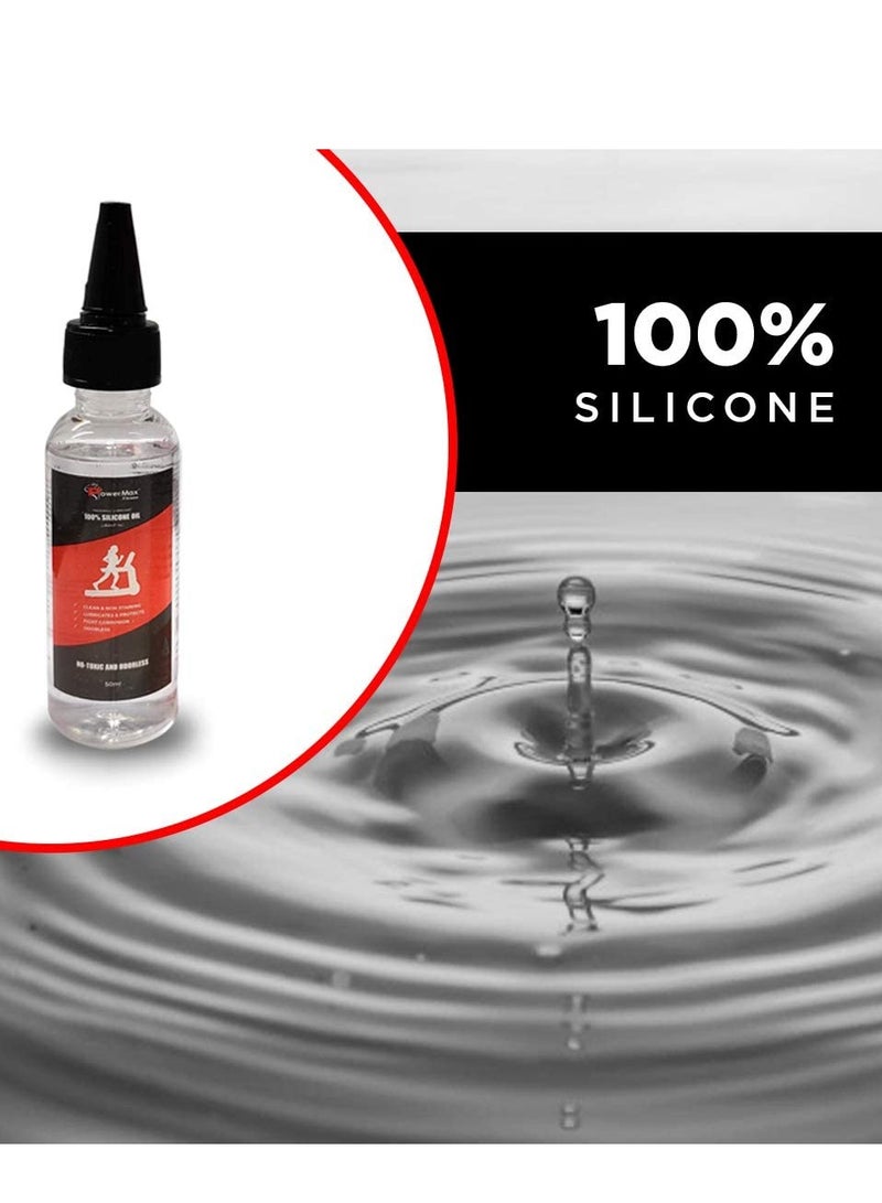 PowerMax Fitness PowerMax Fitness Multi-Purpose PMS-50 (50ml Silicone Oil Bottle) 100% Pure Silicone Treadmill Lubricant, Full Belt Width Lubrication, No Odor & No Propellants, Nozzle Cap for Easy Application, white  - Image 3