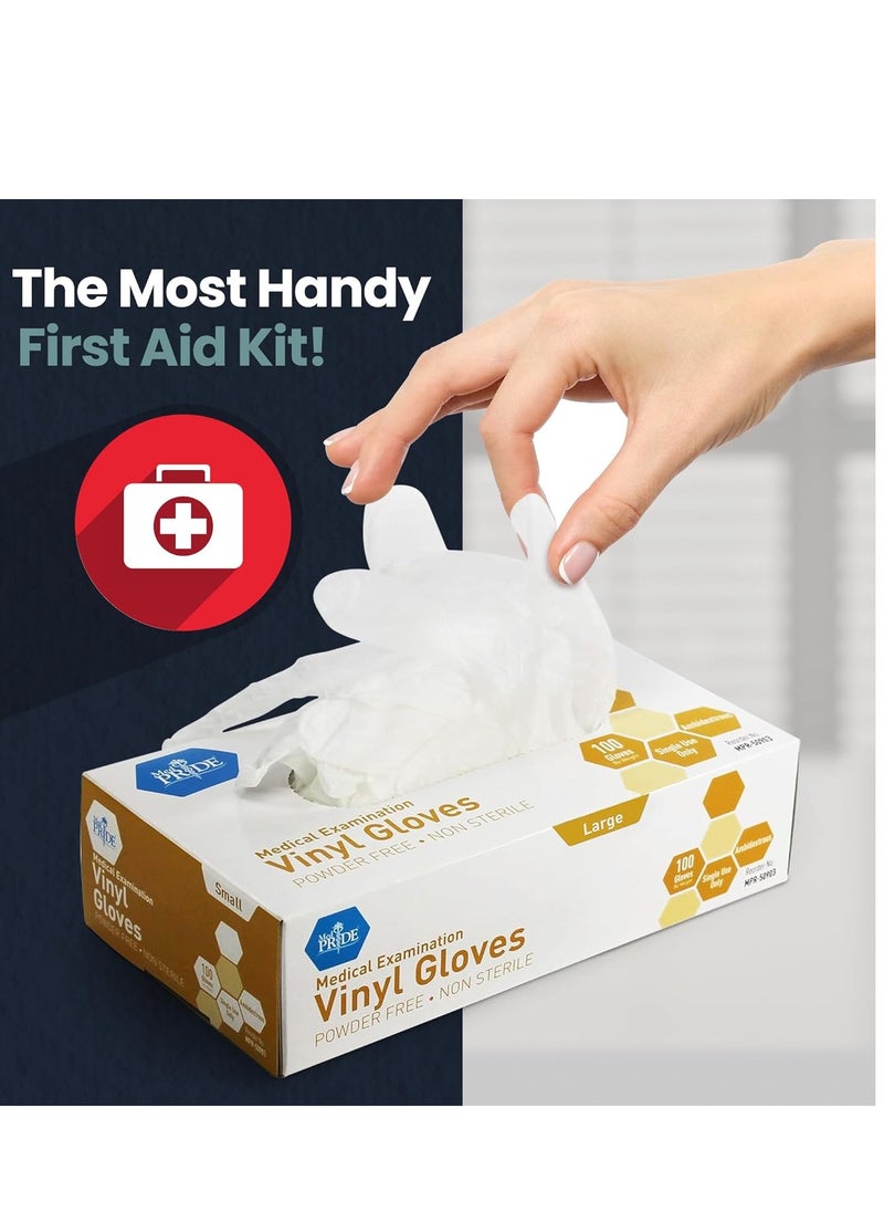 Medpride - MED PRIDE Medical Vinyl Examination Gloves (Large, 100-Count) Latex & Rubber Free, Ultra-Strong, Clear Disposable Powder-Free Gloves for Healthcare & Food Handling Use - Image 1