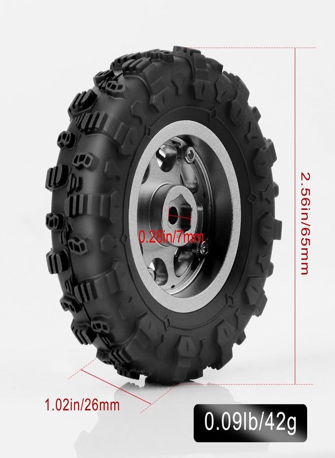 DashRC RC 1.3" Wheel and Tire Set, Aluminum Beadlock Wheels Mud Terrain Tires for 1/18 1/24 RC Micro Crawlers Ascent18 TRX4M SCX24 Upgrades Parts - Image 4