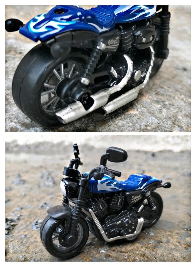 RUHANI Metal & Plastic Alloy Model Racing Motorcycle Pull Back Toy for Kids (Blue) - Image 4