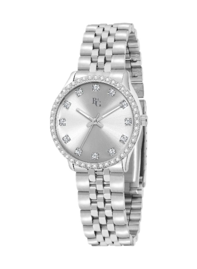 B&G Women's Silver Round Analog Dial with Silver Stainless Steel Band Watch - 31mm - R3853241520 - Image 1