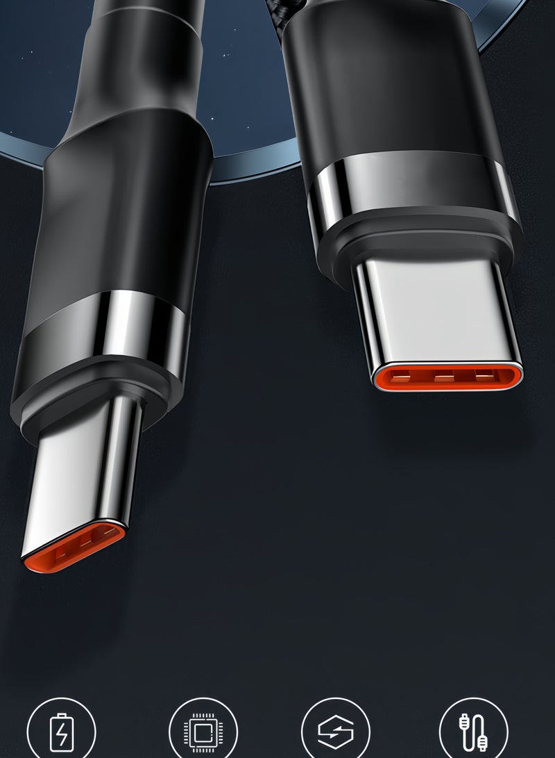 60W USB C-type cable nylon braided USB C to USB C 2.0 cable (C to C) compatible, 1 meter long, black  - Image 3