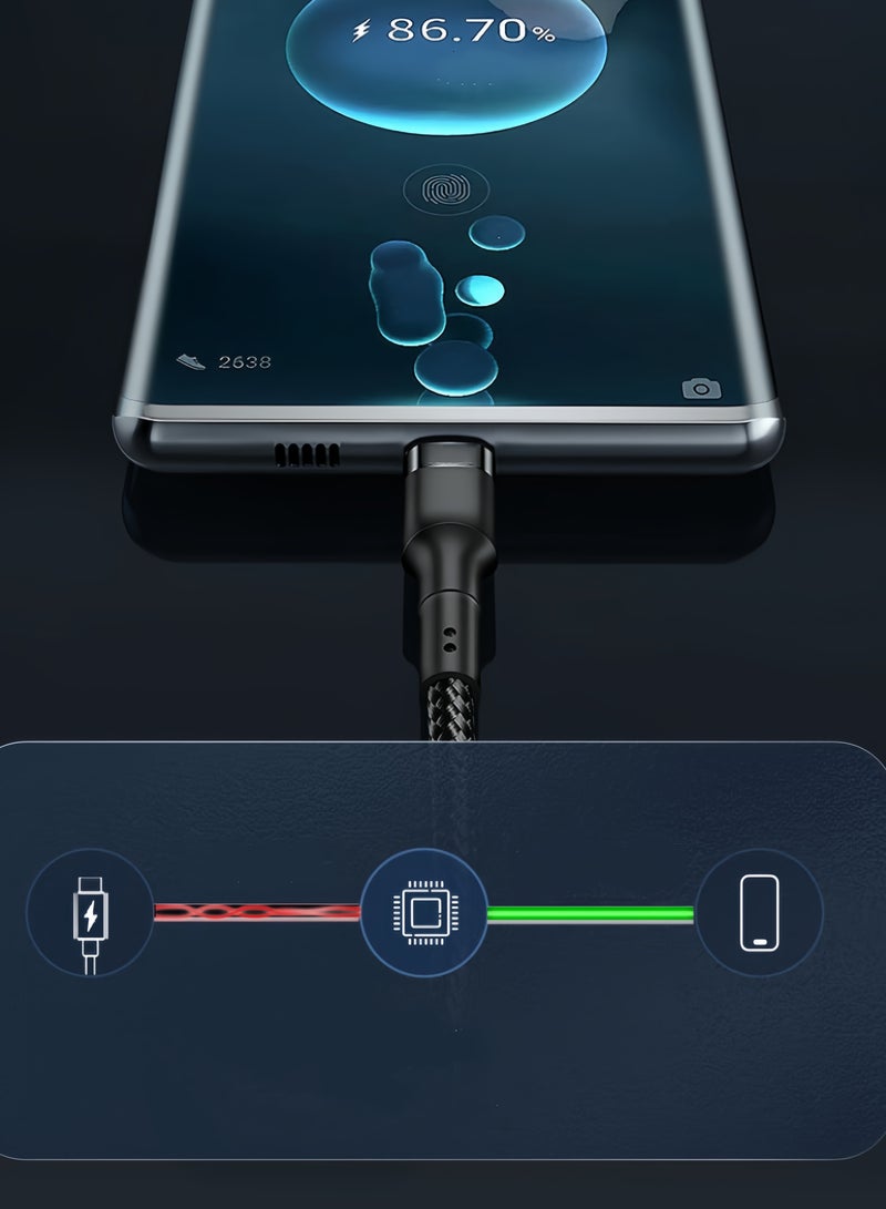 60W USB C-type cable nylon braided USB C to USB C 2.0 cable (C to C) compatible, 1 meter long, black  - Image 4