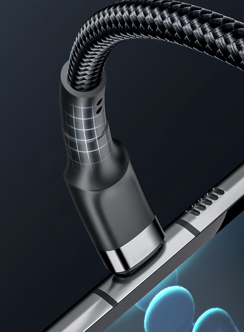 60W USB C-type cable nylon braided USB C to USB C 2.0 cable (C to C) compatible, 1 meter long, black  - Image 5