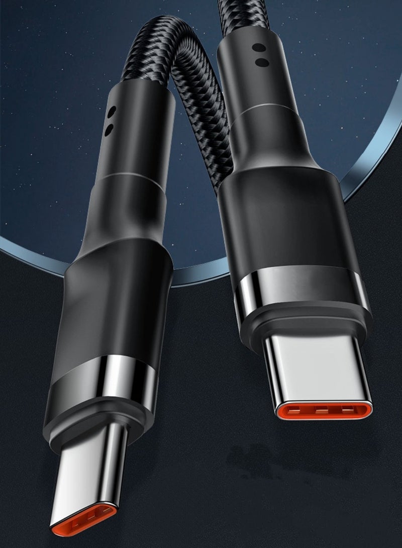 60W USB C-type cable nylon braided USB C to USB C 2.0 cable (C to C) compatible, 1 meter long, black  - Image 1