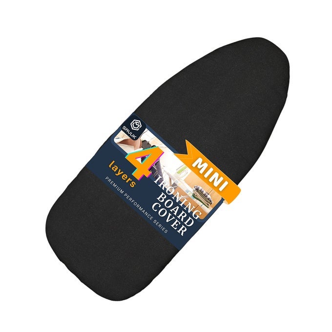 125 X 32 INCH SMART TABLE TOP IRONING BOARD COVER AND PAD WITH STANDARD SIZE FITS SMALL MINI BOARD EASY PLACEMENT EXTRA THICK PADDING ELASTIC CORD HEAT REFLECTIVE BLACK 125 X 30