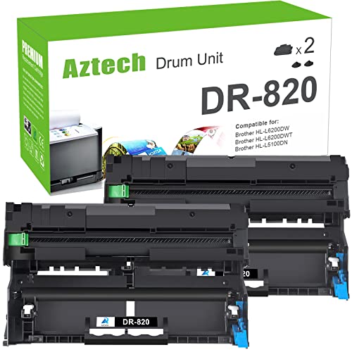 Aztech Compatible Drum Unit Replacement for Brother DR820 DR-820 DR 820 for Brother HL-L6200DW MFC-L5850DW MFC-L5900DW MFC-L6700DW MFC-L5800DW HLL6200DW HL-L5200DW HLL5100DN Printer (Black, 2-Pack) - Image 1