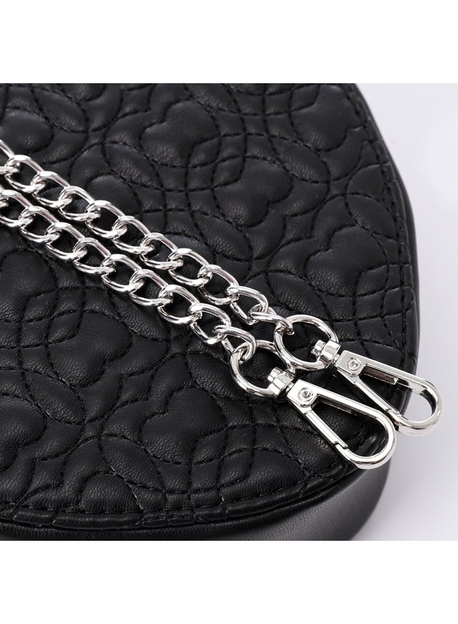 Stitched Hearts Allover Heart Shapped Top Handle Bag