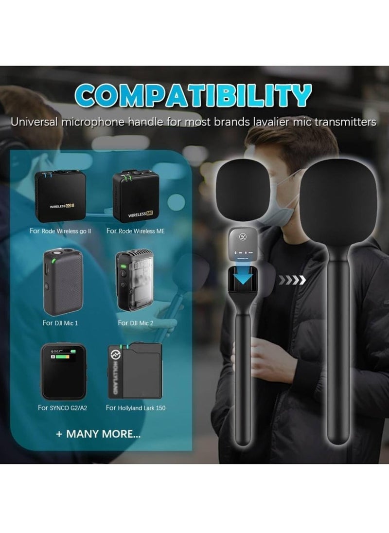 TIGER Microphone Handheld for DJI Mic, RODE Wireless GO II/PRO – Universal Interview Handle Adapter with Windshield Foam, Wireless Lavalier Mic Adapter for Interviews, Vlogging, and Podcasts  - Image 4
