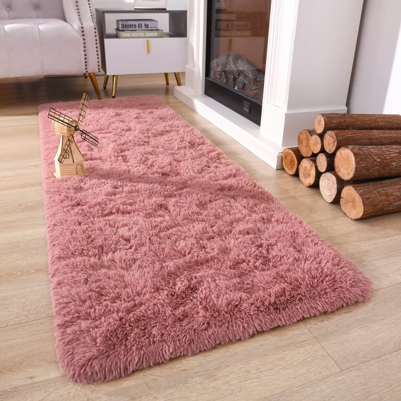 Chicrug Soft Runner Rug for Bedroom Living Room Plush Fluffy Rug 2x6 Feet, Shag Furry Runner Rug Carpet Non Shedding for Nursery Children Kids Girls Room Home Decorative, Blush - Image 3