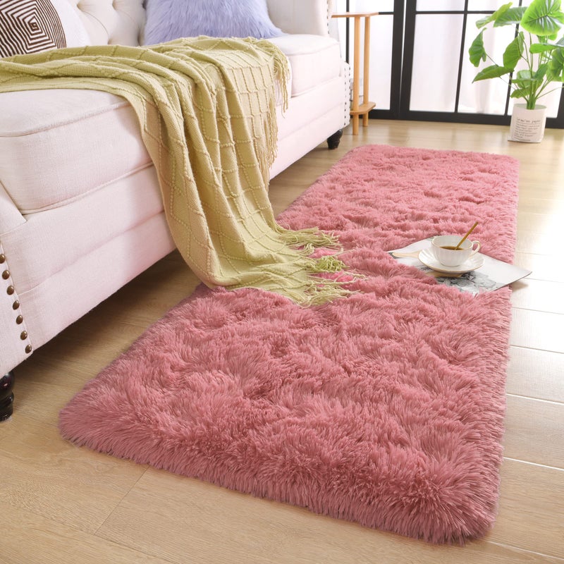 Chicrug Soft Runner Rug for Bedroom Living Room Plush Fluffy Rug 2x6 Feet, Shag Furry Runner Rug Carpet Non Shedding for Nursery Children Kids Girls Room Home Decorative, Blush - Image 5