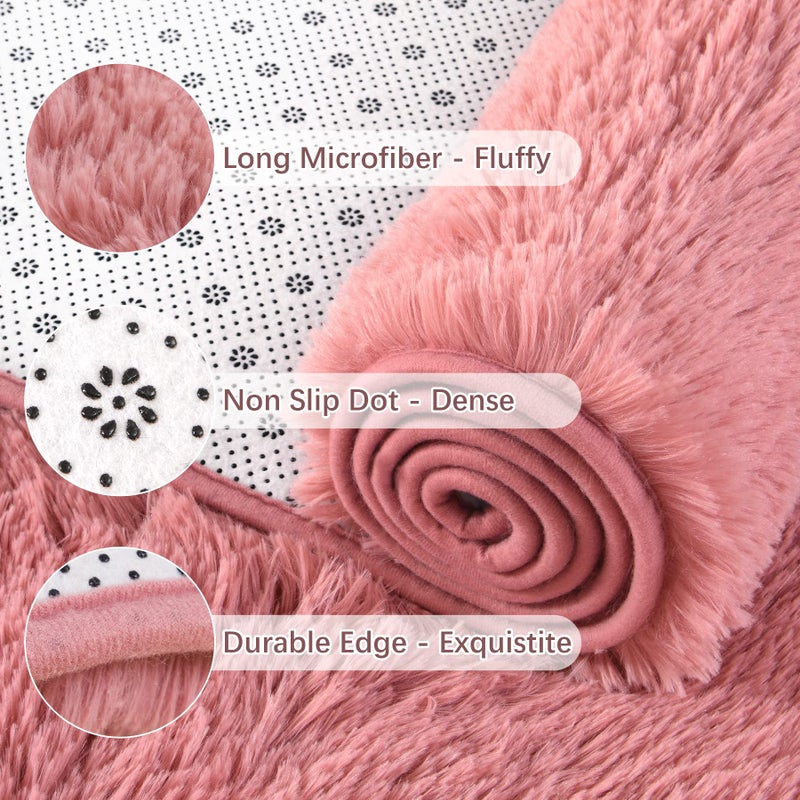 Chicrug Soft Runner Rug for Bedroom Living Room Plush Fluffy Rug 2x6 Feet, Shag Furry Runner Rug Carpet Non Shedding for Nursery Children Kids Girls Room Home Decorative, Blush - Image 2