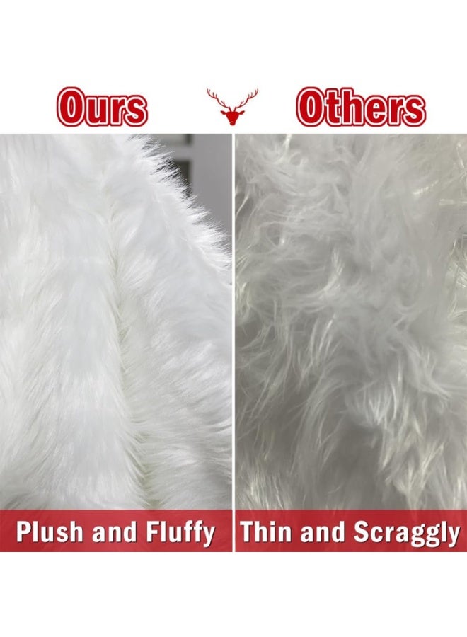 فتيرلي تنورة شجرة عيد الميلاد 36 بوصة/90 سم، تنورة شجرة من الفرو الصناعي الأبيض، سجادة سميكة ناعمة من القطيفة لتزيين شجرة عيد الميلاد، حصيرة شجرة عيد الميلاد لزينة حفلات العطلات الداخلية وديكورات المنزل - Image 4