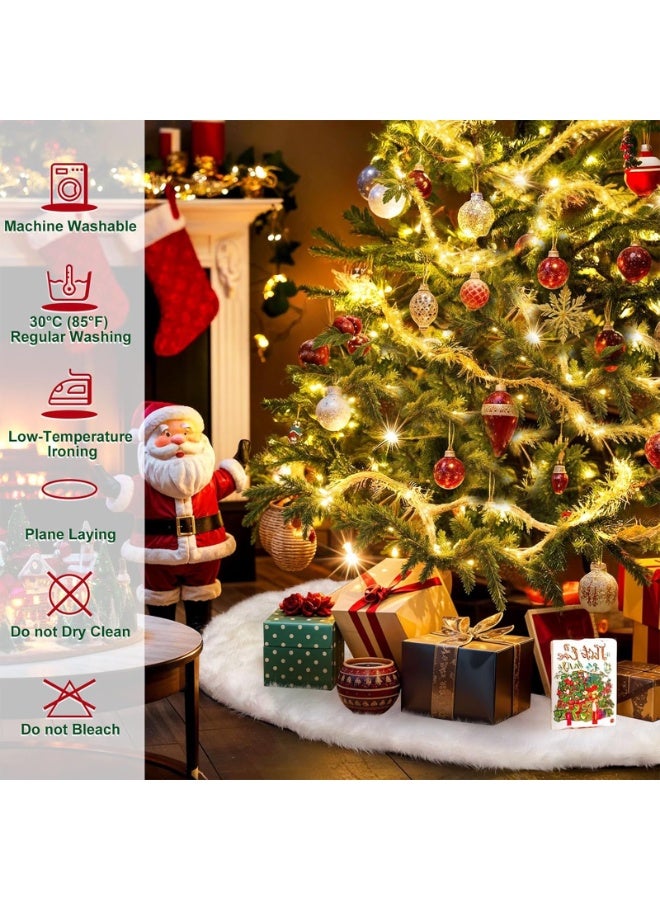 فتيرلي تنورة شجرة عيد الميلاد 36 بوصة/90 سم، تنورة شجرة من الفرو الصناعي الأبيض، سجادة سميكة ناعمة من القطيفة لتزيين شجرة عيد الميلاد، حصيرة شجرة عيد الميلاد لزينة حفلات العطلات الداخلية وديكورات المنزل - Image 3