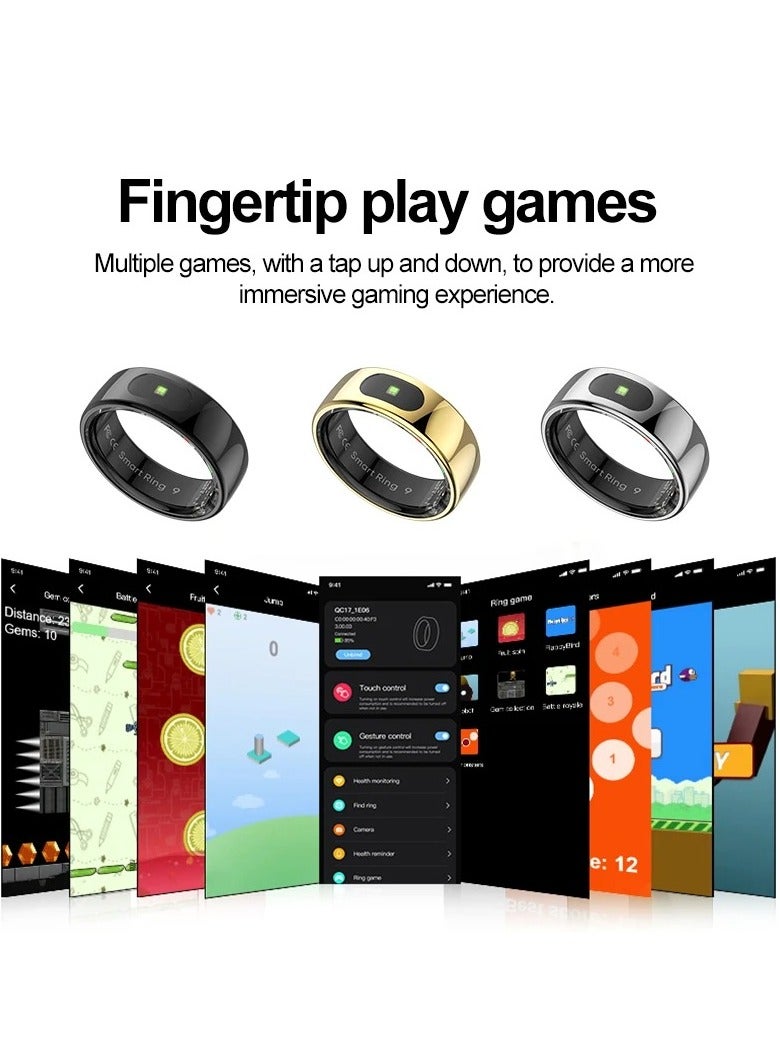 R08 Smart Ring for Android IOS with Gesture Touch Control Pilot Lamp Sleep Health Monitor 5ATM Waterproof Smartring For Men Women