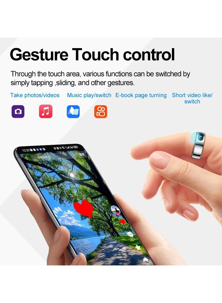 R08 Smart Ring for Android IOS with Gesture Touch Control Pilot Lamp Sleep Health Monitor 5ATM Waterproof Smartring For Men Women