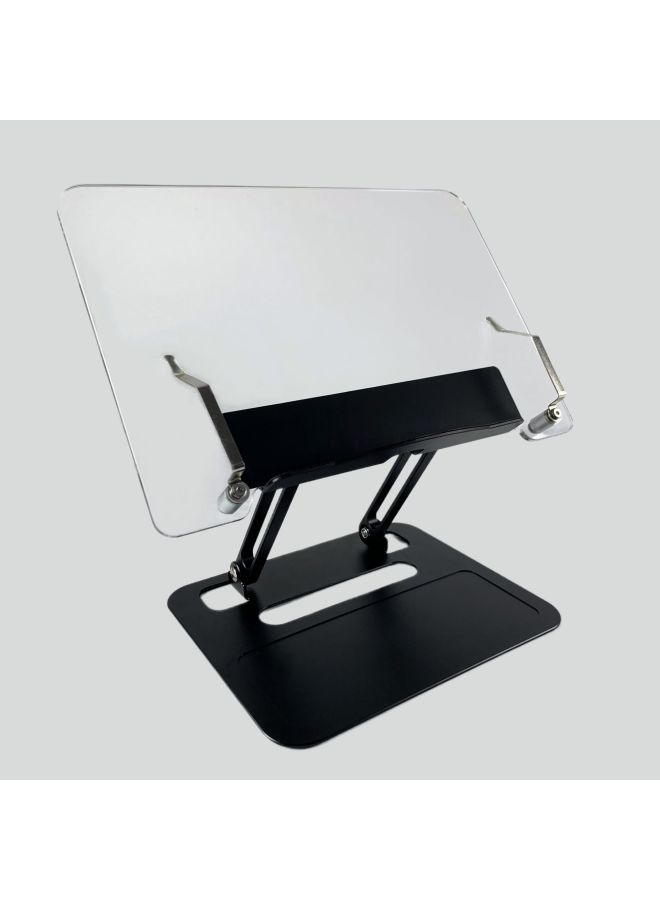 Aluminum Alloy Reading Stand Notebook Reading Universal Lifting Desktop Acrylic Transparent Children's Reading Stand-Color:Black (acrylic Panel Aluminum Base) - Image 1