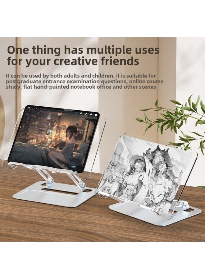 Aluminum Alloy Reading Stand Notebook Reading Universal Lifting Desktop Acrylic Transparent Children's Reading Stand-Color:Black (acrylic Panel Aluminum Base) - Image 4