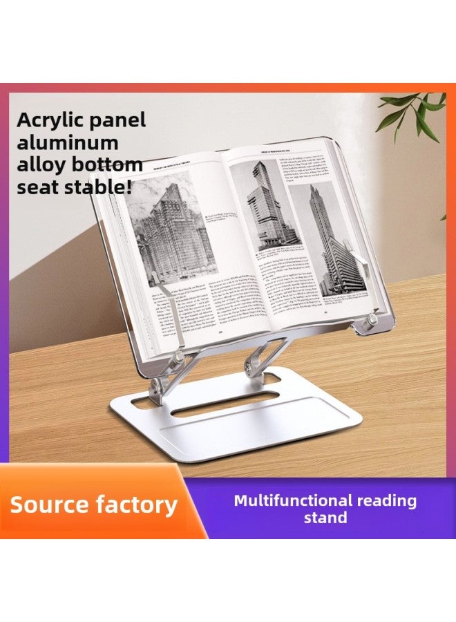 Aluminum Alloy Reading Stand Notebook Reading Universal Lifting Desktop Acrylic Transparent Children's Reading Stand-Color:Black (acrylic Panel Aluminum Base) - Image 3