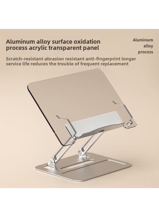 Aluminum Alloy Reading Stand Notebook Reading Universal Lifting Desktop Acrylic Transparent Children's Reading Stand-Color:Black (acrylic Panel Aluminum Base) - Image 2