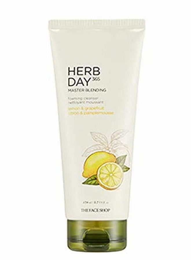 THE FACE SHOP Herb Day 365 Master Blending Cleansing Foam Lemon & Grapefruit | Dead Cells & MakEUp Residues Removal With Refreshing Sensation | Skin Residues Removal & Naturally Derived, 5.7 Fl Oz - Image 1