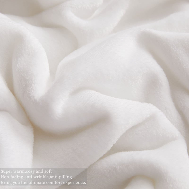 KMUSET Fleece Blanket Throw Size White Lightweight Super Soft Cozy Luxury Bed Blanket Microfiber - Image 3