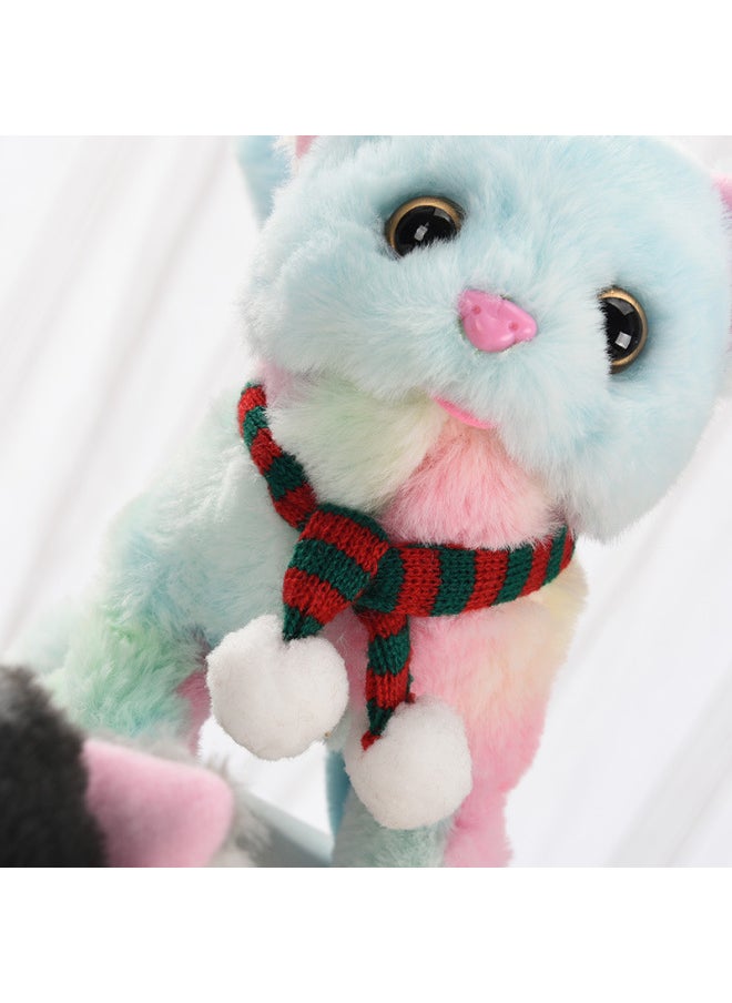 Plush Electric Cat Simulation Cry Will Walk Will Nod And Wag Tail Xiao Mao Toy Electronic Cat Girl Toy-Color:[simulation Call] Scarf Chip Cat (white)  - Image 4