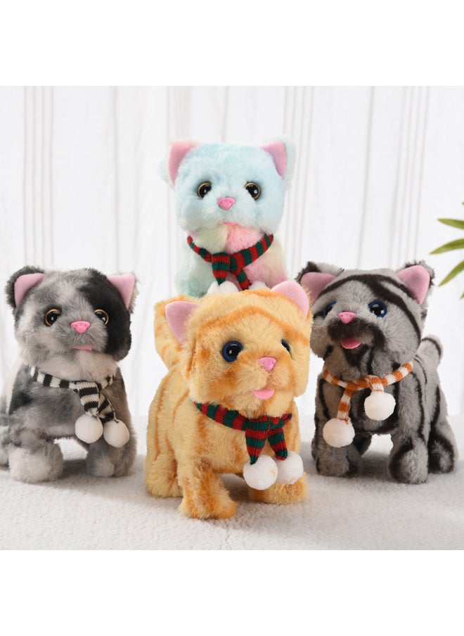 Plush Electric Cat Simulation Cry Will Walk Will Nod And Wag Tail Xiao Mao Toy Electronic Cat Girl Toy-Color:[simulation Call] Scarf Chip Cat (white)  - Image 2