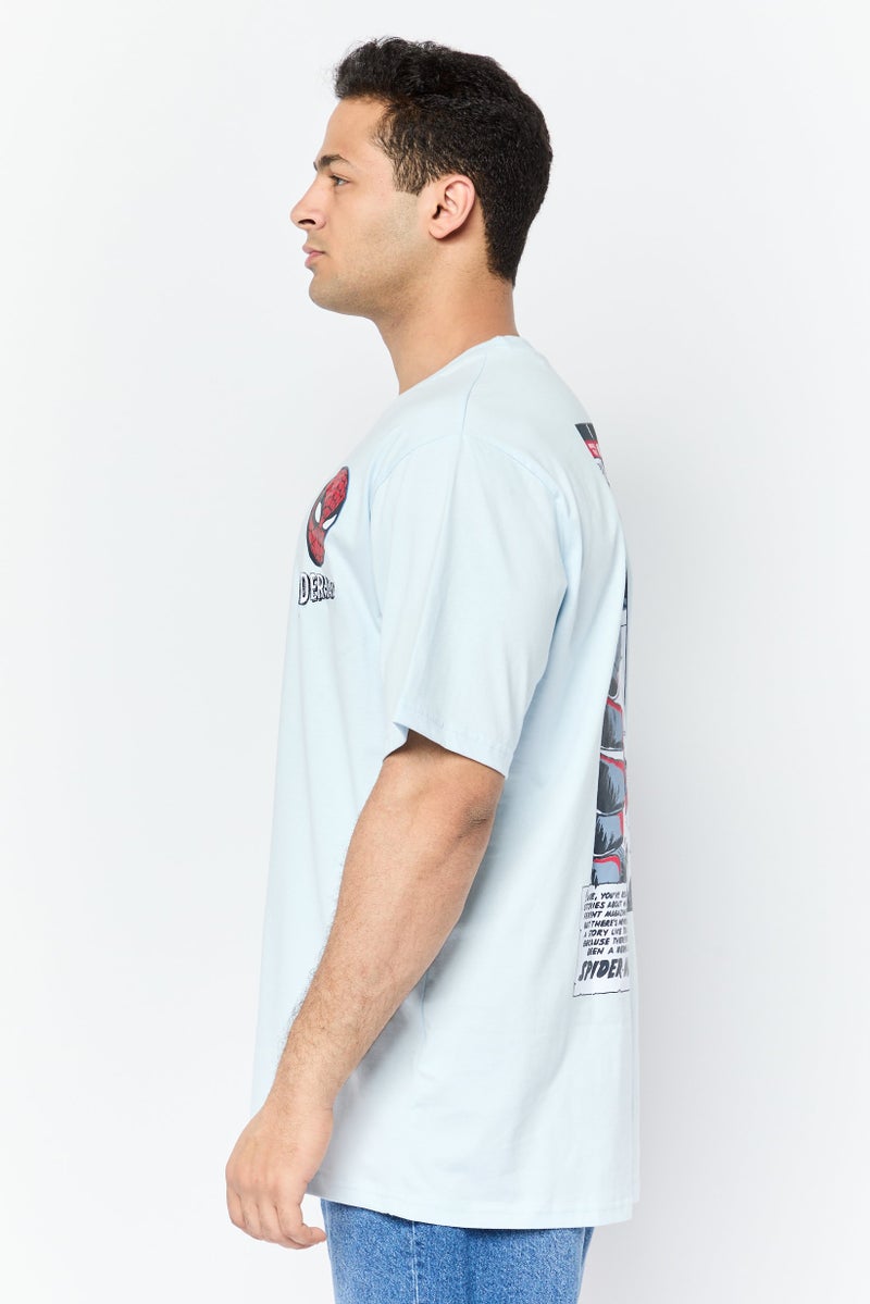 MARVEL Men Crew Neck Short Sleeves Graphic Print T-Shirt, Light Blue - Image 2