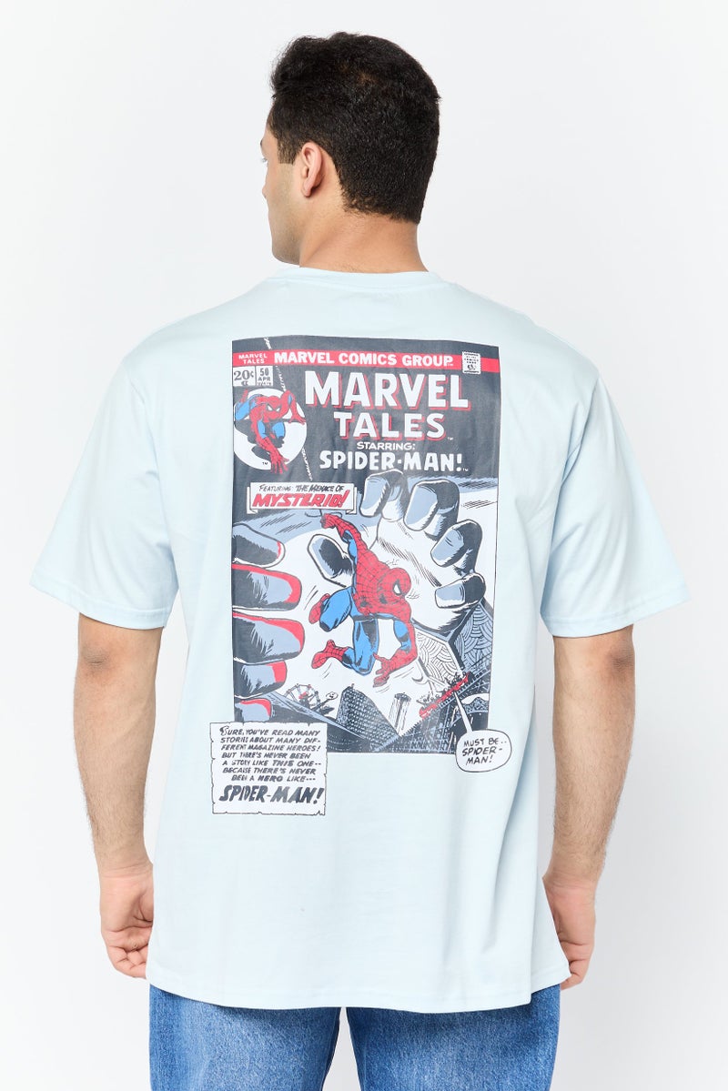 MARVEL Men Crew Neck Short Sleeves Graphic Print T-Shirt, Light Blue - Image 4