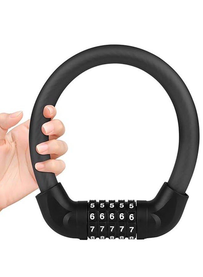 Theft Bike Locks with 5 Digit Resettable Combination Password, Security Protection Lock for Scooter, Pram, Mountain Bike and Motorcycle, Black - Image 1