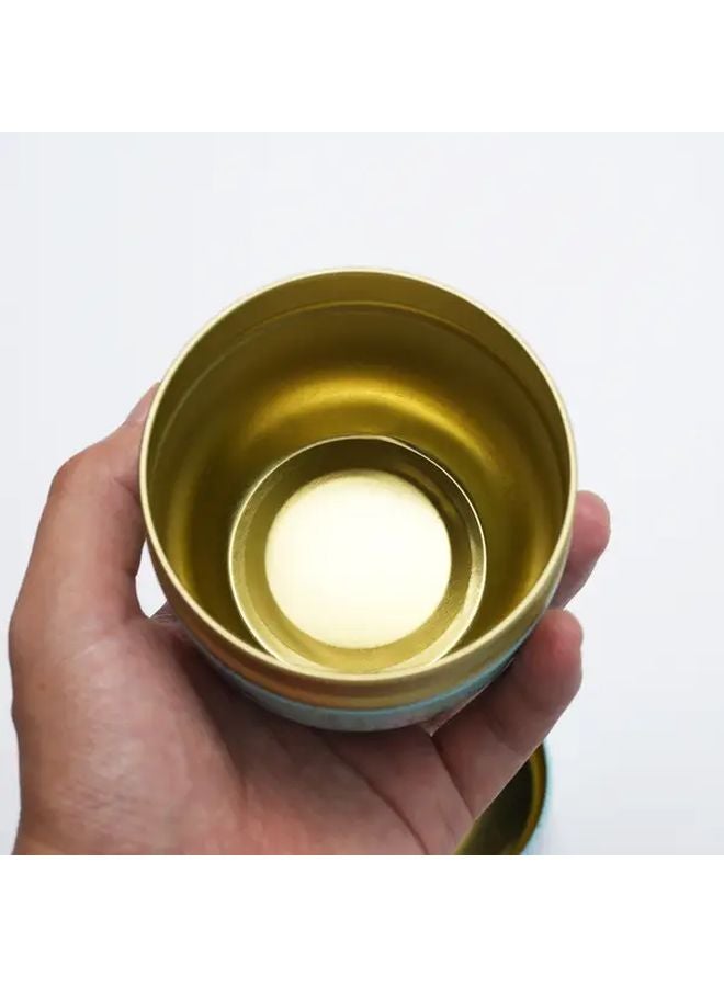 Cyan Floral Metal Storage Tin Multipurpose Canister For Tea Candles Snacks - Image 5