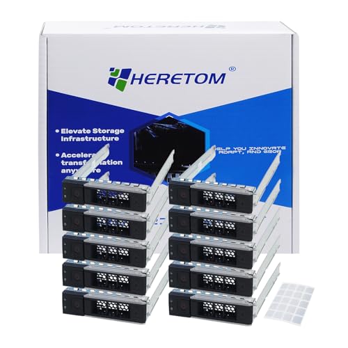 Heretom 10-Pack Hard Drive Tray Caddy 3.5 HDD SSD Caddy X7K8W 0X7K8W Hard Drive Bracket Compatible for Dell PowerEdge 16th/15th/14th Generation R440 R540 R640 R740 R750 R7525 R650 R660 R760 R760xs R7625 T560 - Image 1