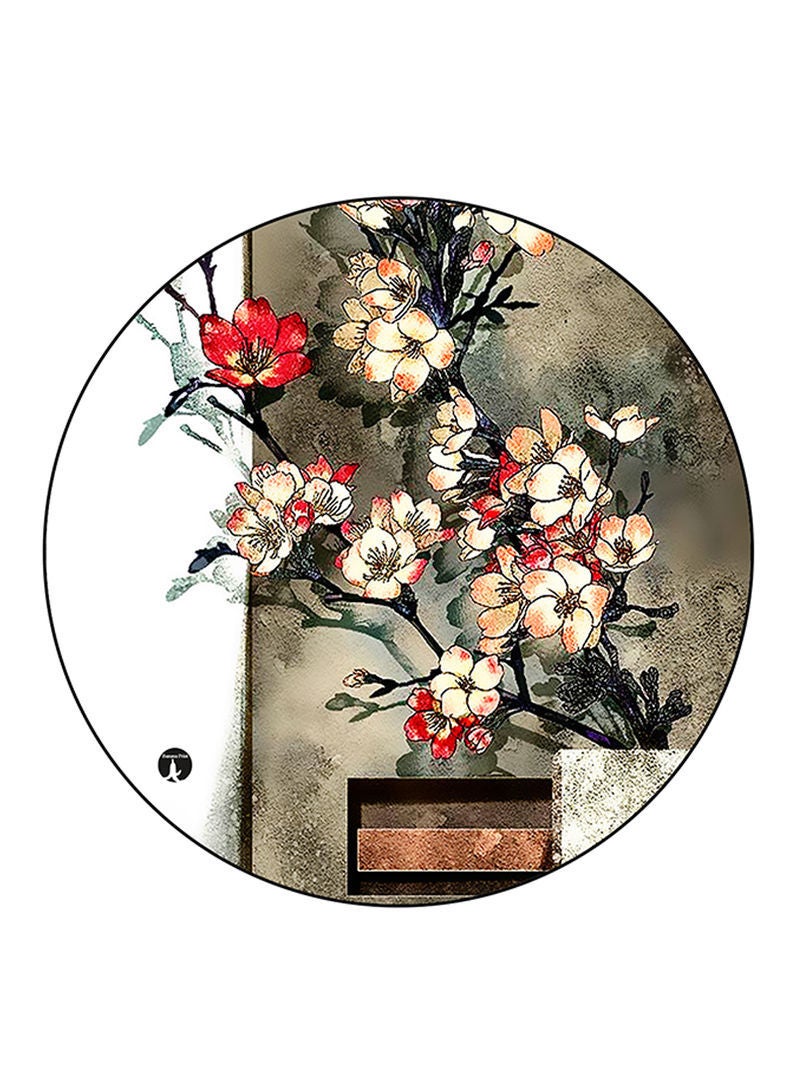 RKN Flowers Printed Mouse Pad  Round  Multicolour