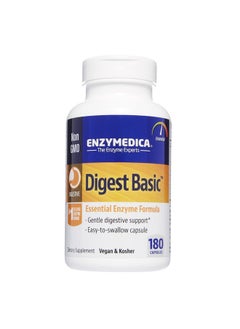 ENZYMEDICA Digest Basic Essential Enzyme Formula Gentle Meal Digestion Reduces Gas And Bloating 180 Capsules  - Image 2