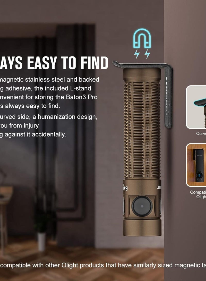 GGOOT Baton3 Pro 1500 LM EDC Rechargeable LED Torch,High Lumens Pocket Flashlight for Outdoors,Indoors and Emergency (Cool White (5700K~6700K), Desert Tan) - Image 4