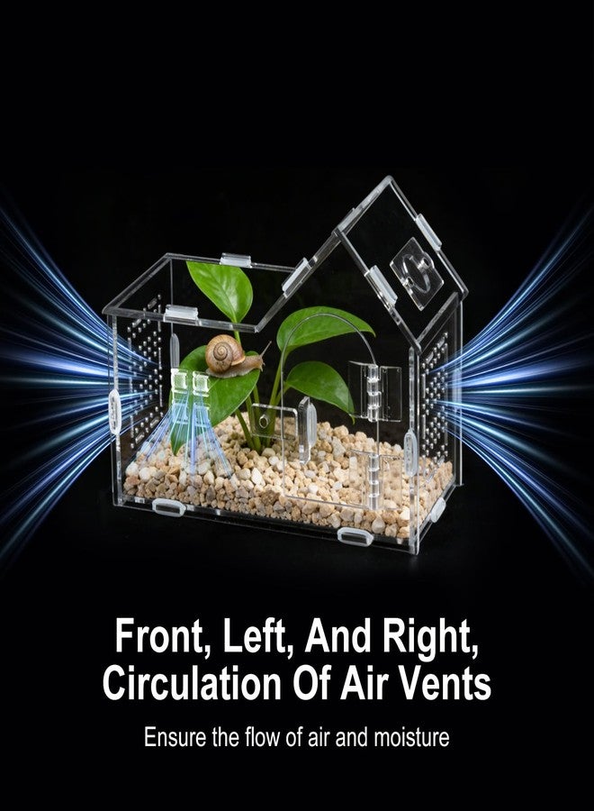 ECOSEAO Mini Reptile Terrarium, Magnetic Acrylic Enclosure with Mushroom House Easy-Feed Hole & Front Opening for Bearded Dragon & Leopard Print Palace Guard Habitat (Reptile Terrarium A) - Image 3